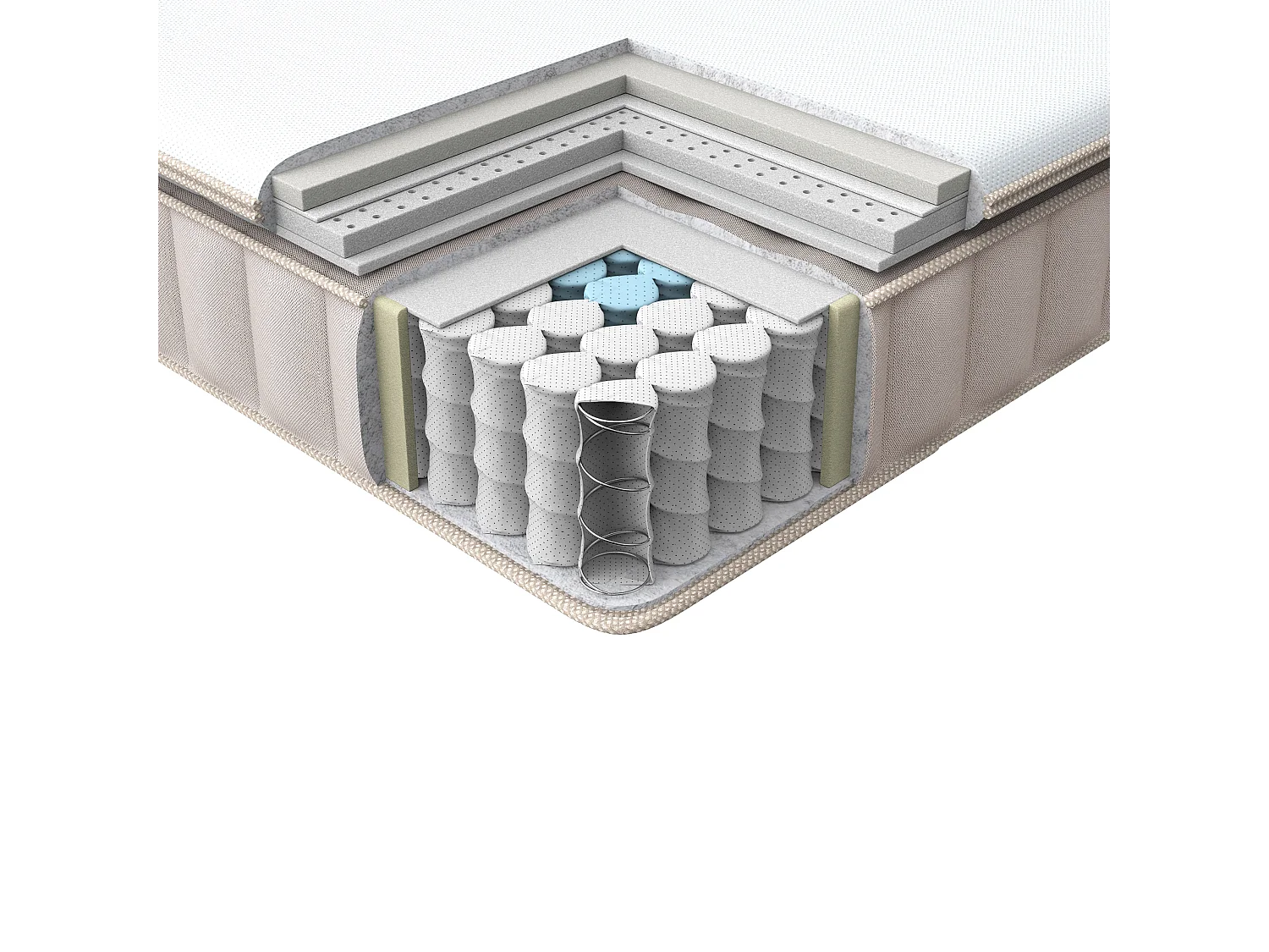 Matelas à ressorts ensachés en mousse à mémoire de forme avec gel PLEASANT H3/4 Ferme 120 x 200 cm