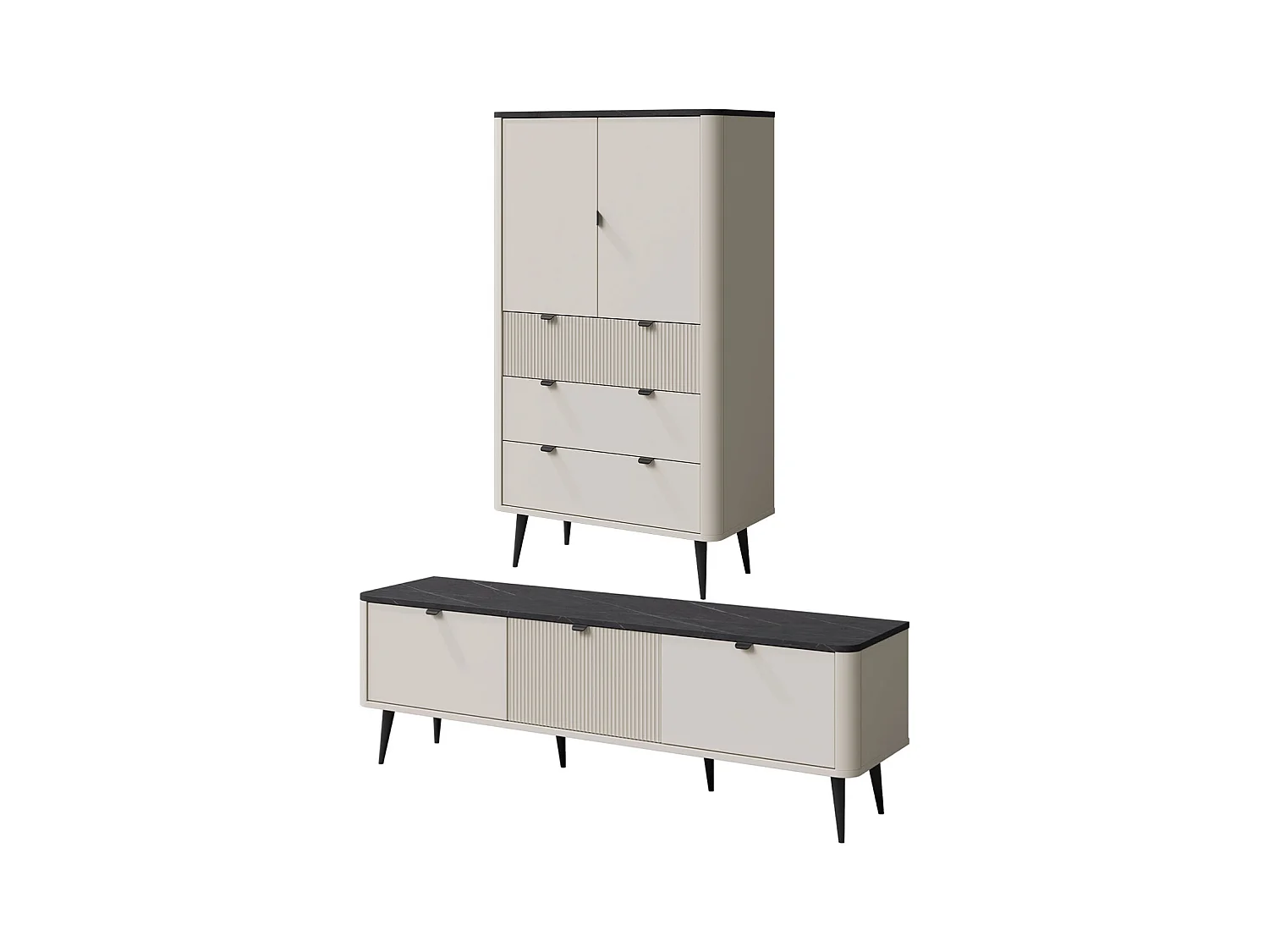 WOHNZIMMER-SET Marly 2-tlg Kaschmir / Graustein