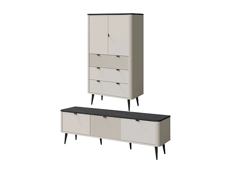 WOHNZIMMER-SET Marly 2-tlg Kaschmir / Graustein