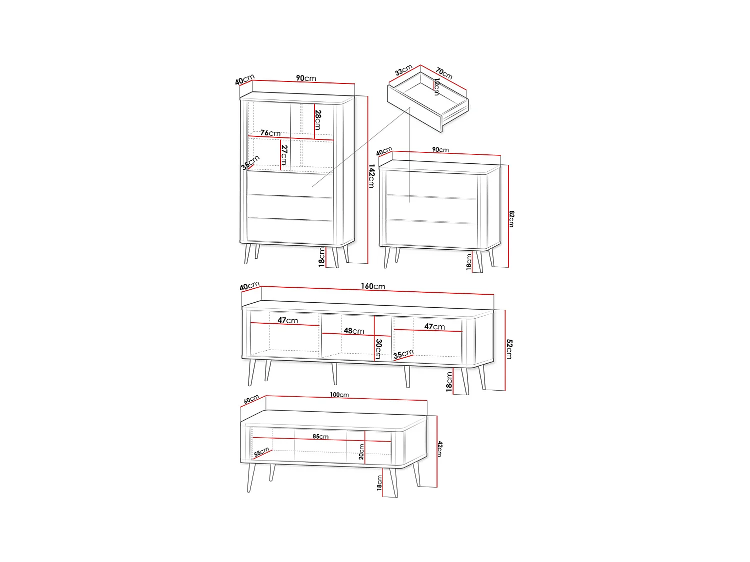 WOHNZIMMER-SET Marly 4-tlg Kaschmir / Walnuss
