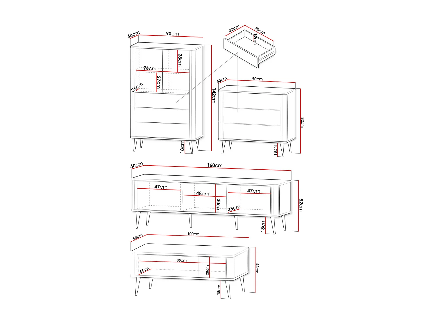 WOHNZIMMER-SET Marly 4-tlg Kaschmir / Walnuss