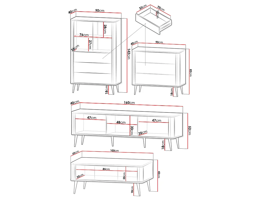 WOHNZIMMER-SET Marly 4-tlg Kaschmir / Walnuss