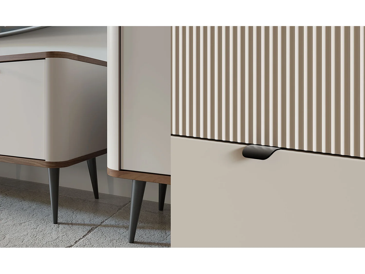 WOHNZIMMER-SET Marly 4-tlg Kaschmir / Walnuss