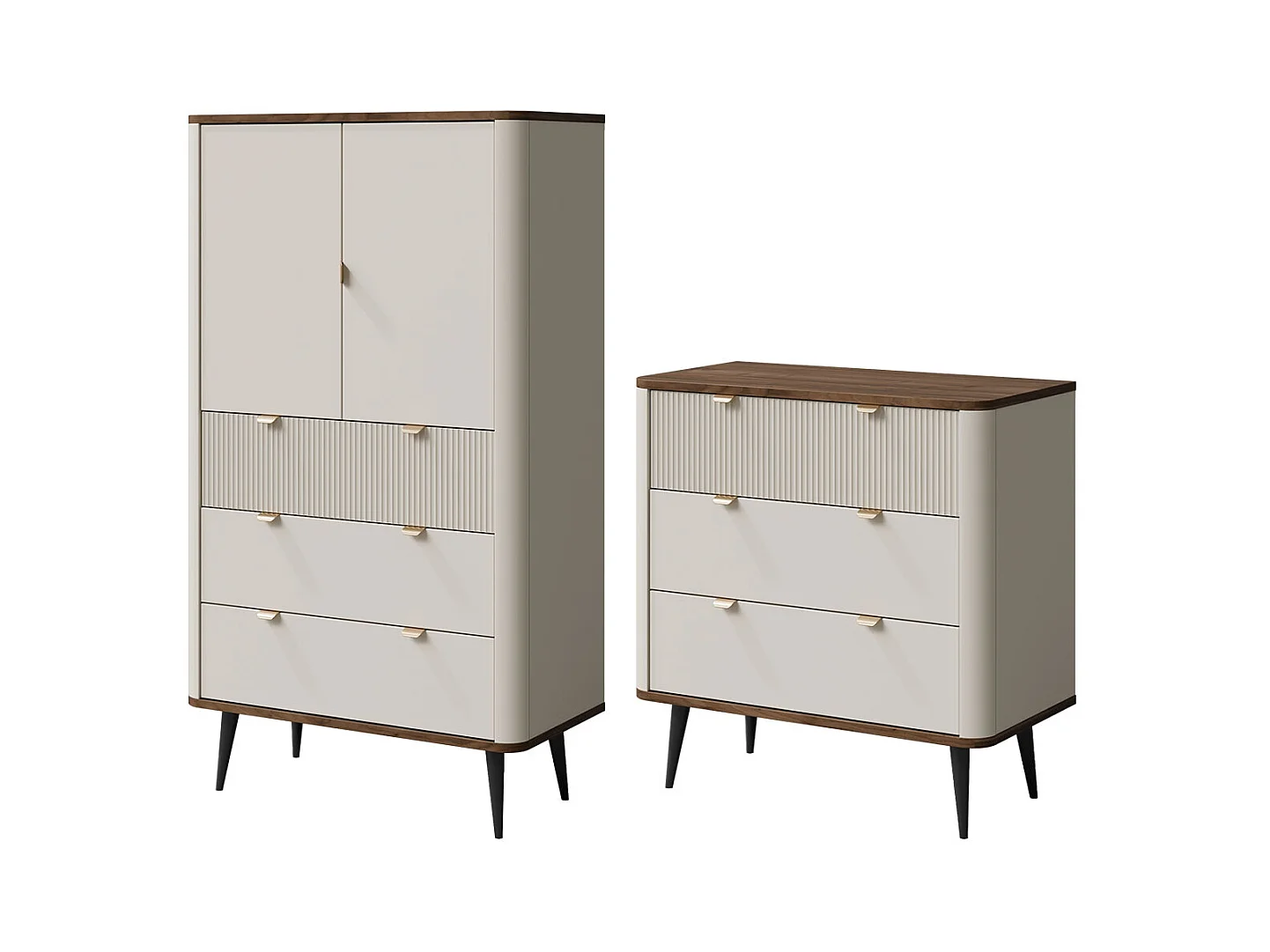 WOHNZIMMER-SET Marly 2-tlg Kaschmir / Walnuss