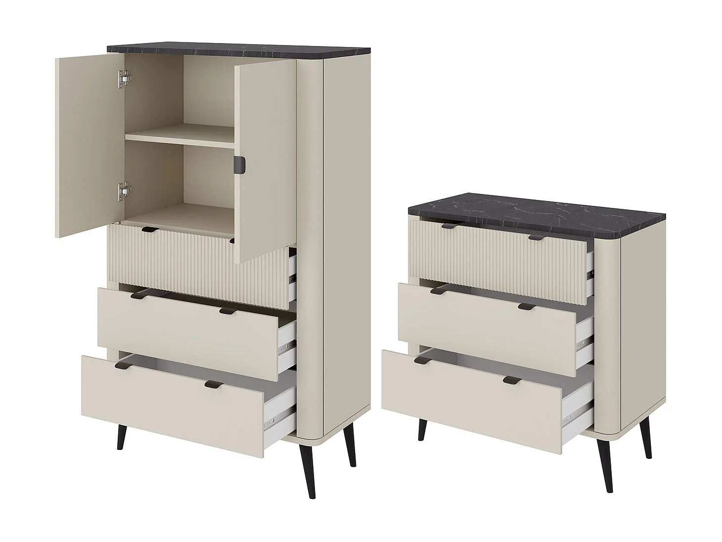 WOHNZIMMER-SET Marly 2-tlg Kaschmir / Walnuss