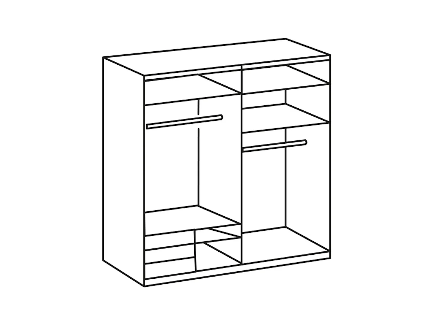 SCHWEBETÜRENSCHRANK Level weiß / Grauglas 200 / 65 / 236cm
