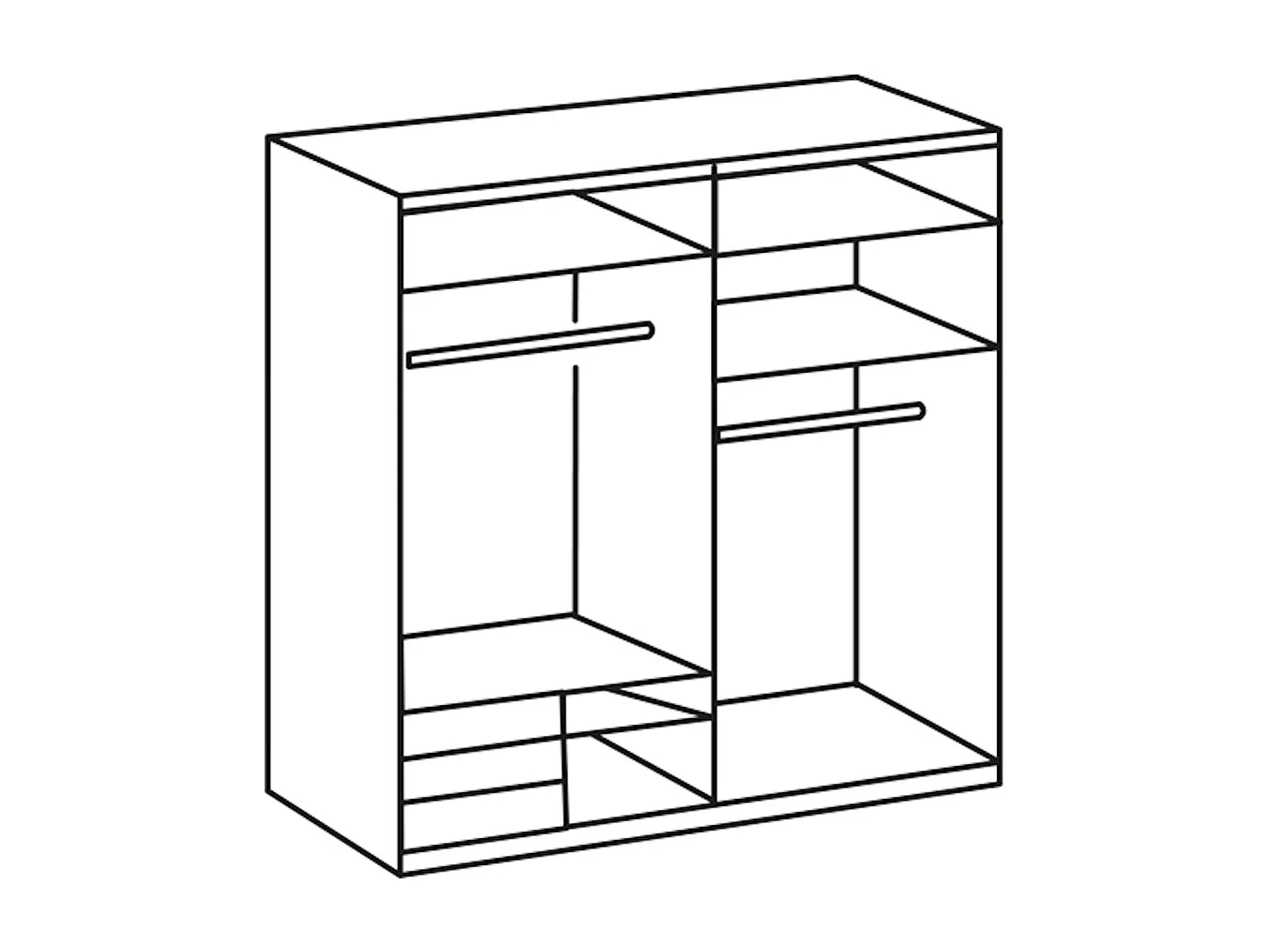 SCHWEBETÜRENSCHRANK Level weiß / Grauglas 200 / 65 / 236cm
