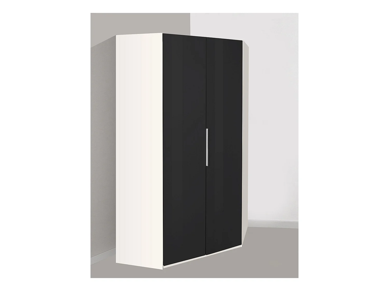 ECKSCHRANK Level weiß / Grauglas 120 / 120 / 216cm