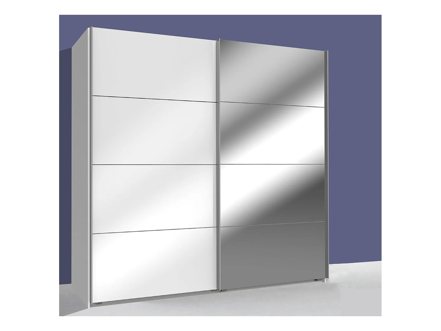 SCHWEBETÜRENSCHRANK Easy Plus weiß / Spiegelemente 225 / 65 / 210cm