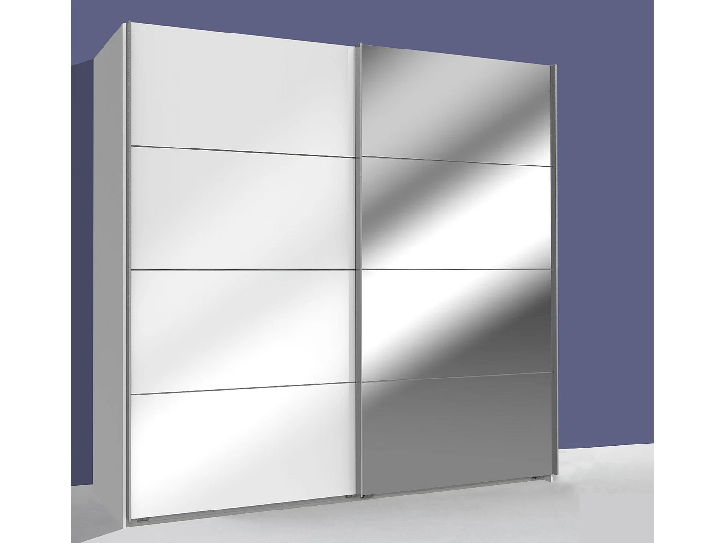 SCHWEBETÜRENSCHRANK Easy Plus weiß / Spiegelemente 225 / 65 / 210cm