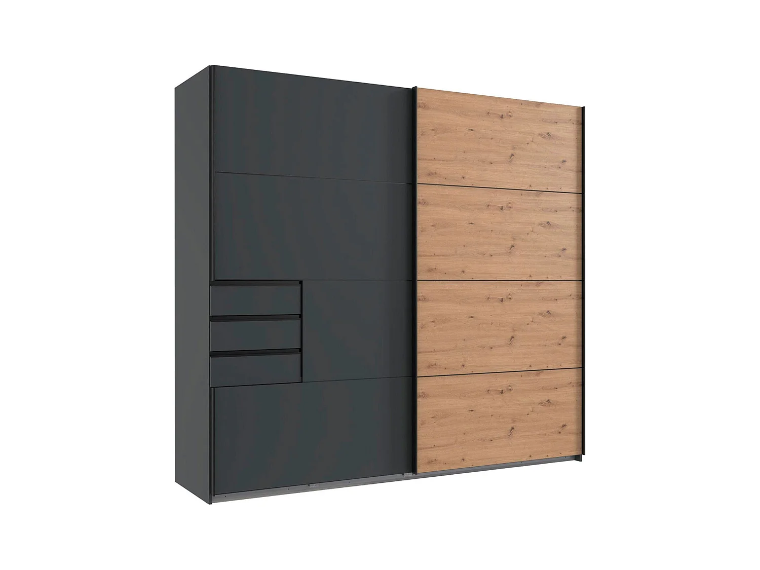 SCHWEBETÜRENSCHRANK Saigon graphit / Eiche Artisan 225 / 64 / 208cm