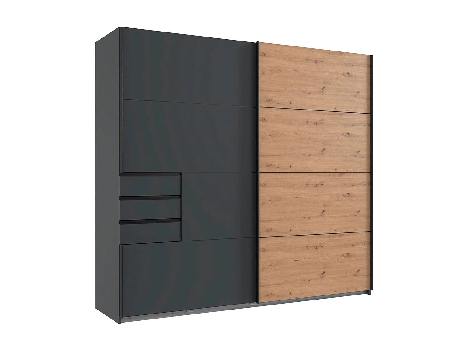 SCHWEBETÜRENSCHRANK Saigon graphit / Eiche Artisan 225 / 64 / 208cm