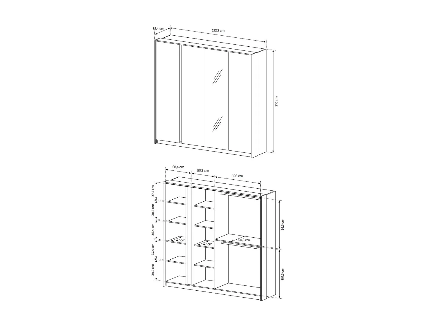 DREHTÜRENSCHRANK Dast beige 223 / 55 / 210cm