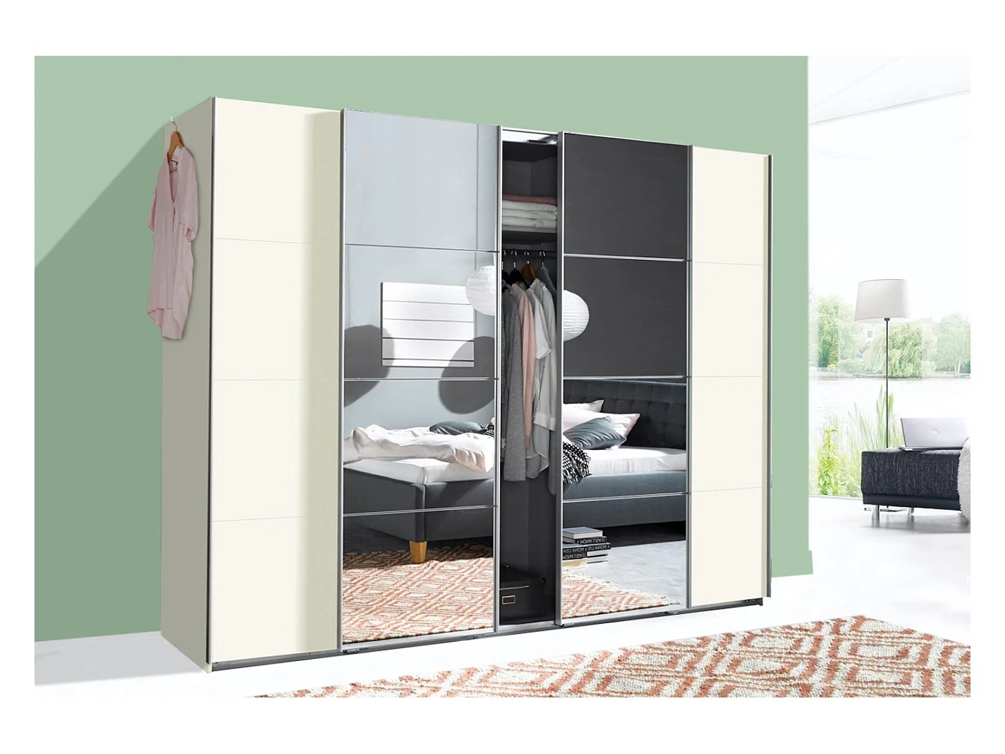 SCHWEBETÜRENSCHRANK Brüssel weiß 270 / 65 / 210cm