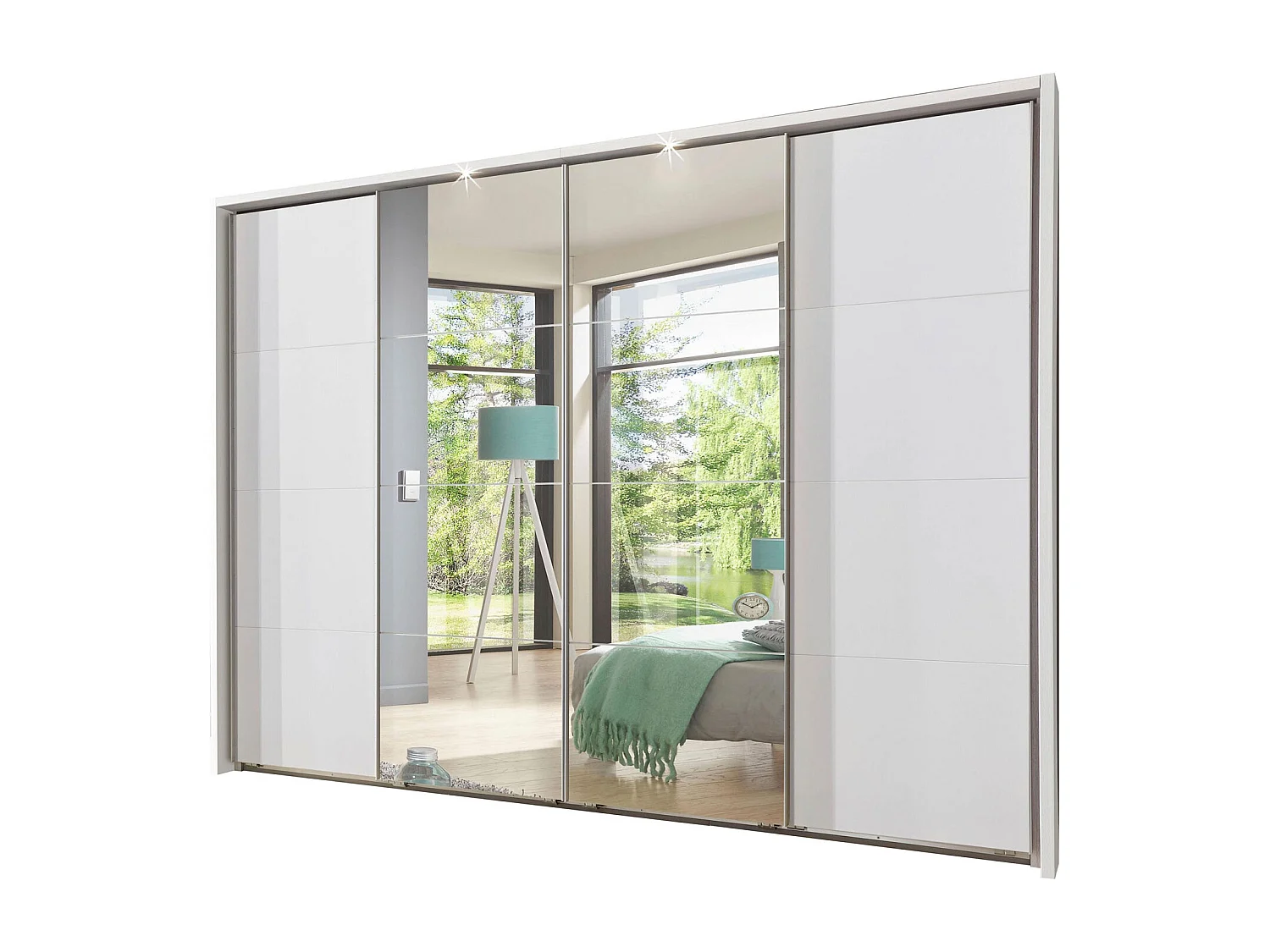 SCHWEBETÜRENSCHRANK Brüssel weiß 270 / 65 / 210cm