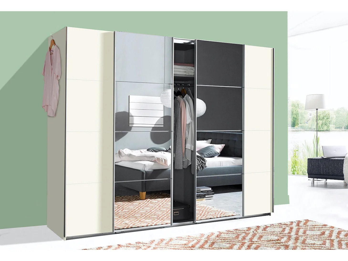 SCHWEBETÜRENSCHRANK Brüssel weiß 270 / 65 / 210cm