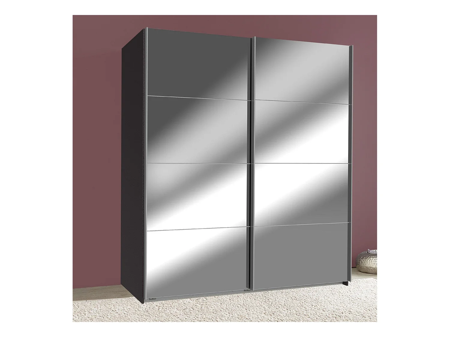 SCHWEBETÜRENSCHRANK Easy Plus graphit / Spiegel 180 / 65 / 210cm