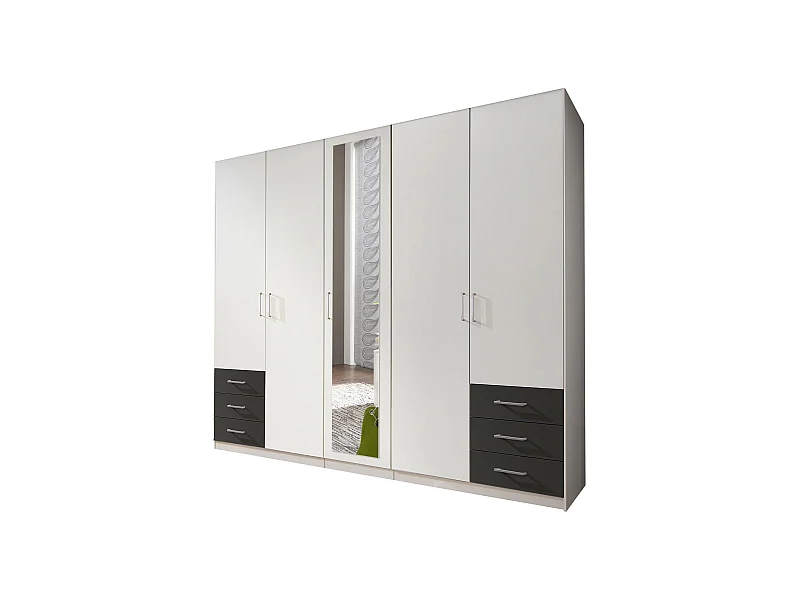 KLEIDERSCHRANK Fuegen weiß / graphit 225 / 58 / 208cm