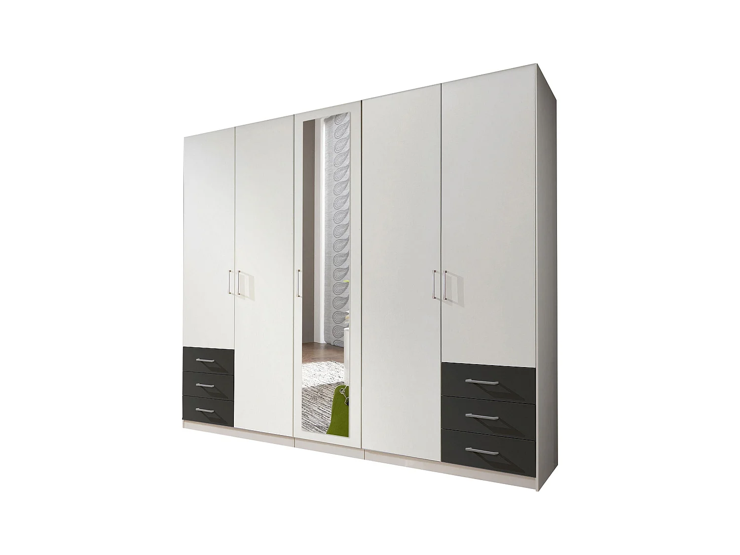 KLEIDERSCHRANK Fuegen weiß / graphit 225 / 58 / 208cm