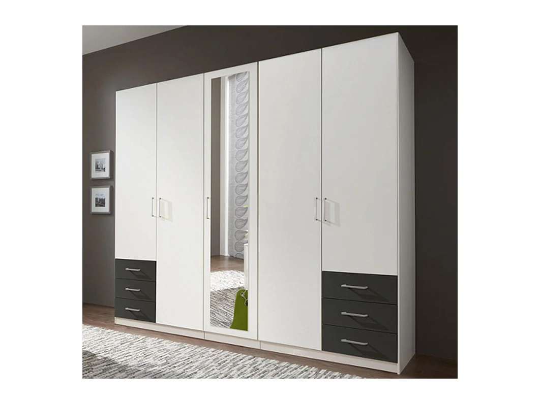 KLEIDERSCHRANK Fuegen weiß / graphit 225 / 58 / 208cm