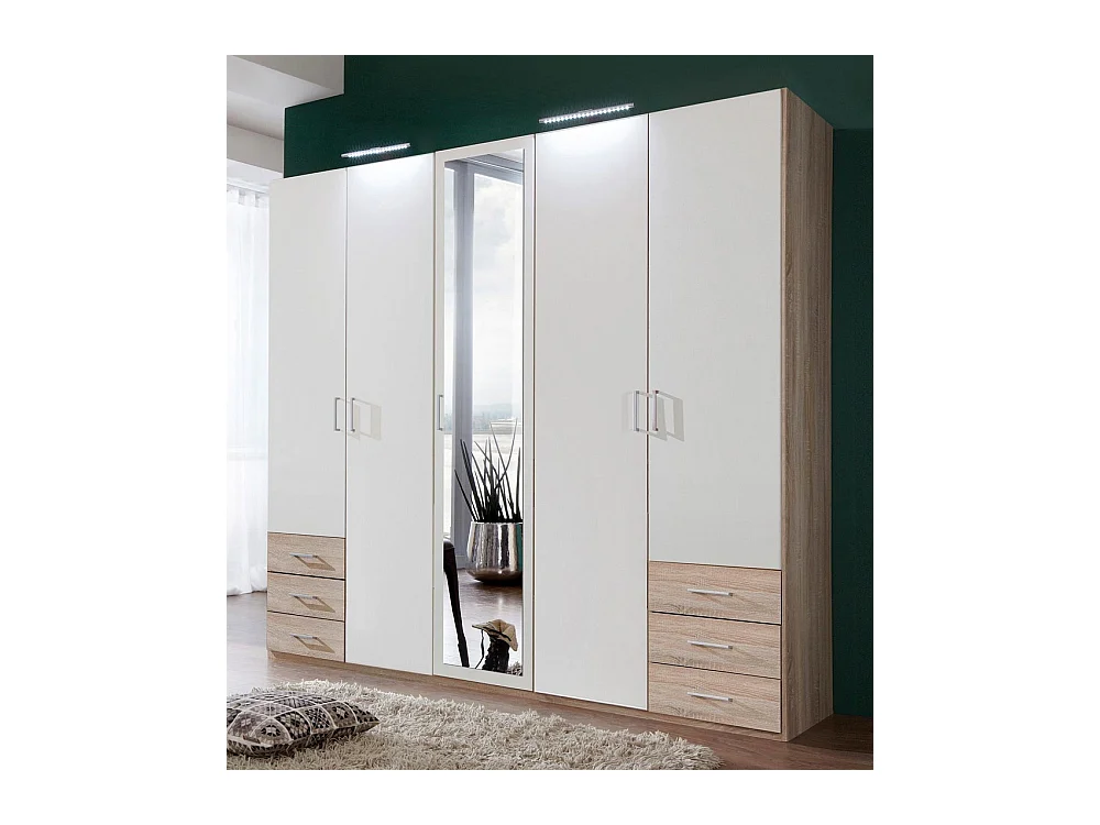 KLEIDERSCHRANK Fuegen Eiche Sägerau / weiß 225 / 58 / 208cm