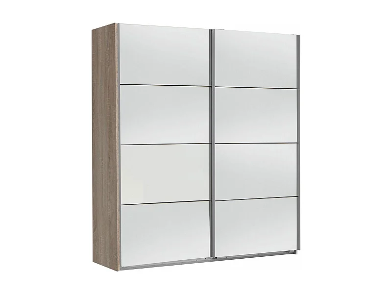 SCHWEBETÜRENSCHRANK Easy Plus Eiche sägerau / Spiegel 180 / 65 / 210cm