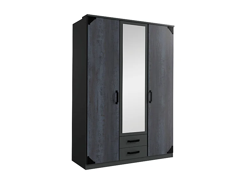 KLEIDERSCHRANK Buchum graphit / Digitalprint Steel 135 / 58 / 199cm