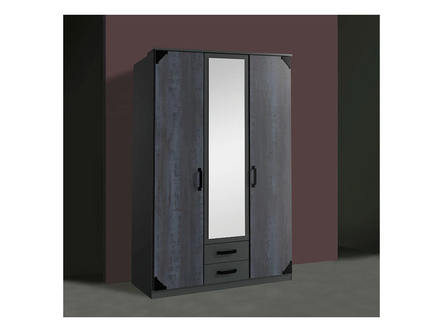 KLEIDERSCHRANK Buchum graphit / Digitalprint Steel 135 / 58 / 199cm