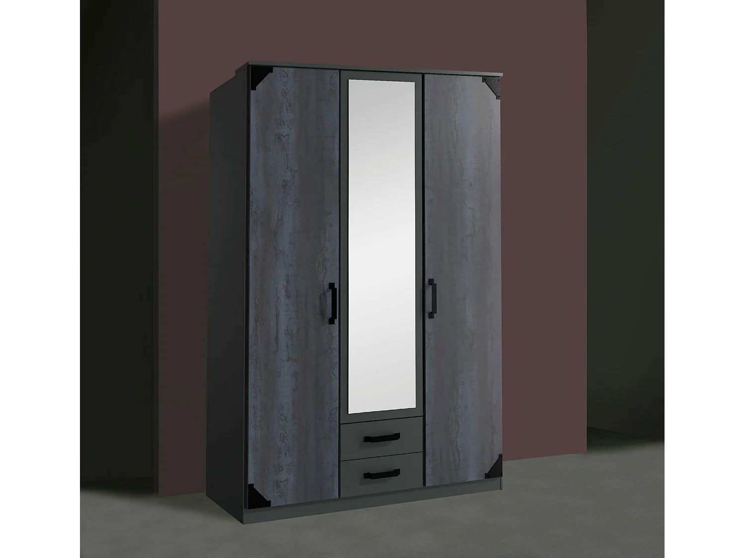 KLEIDERSCHRANK Buchum graphit / Digitalprint Steel 135 / 58 / 199cm