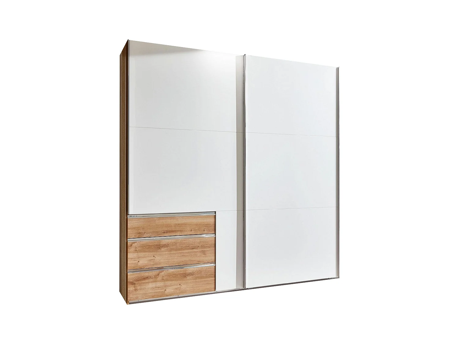 SCHWEBETÜRENSCHRANK Level Plankeneiche / weiß 200 / 65 / 216cm