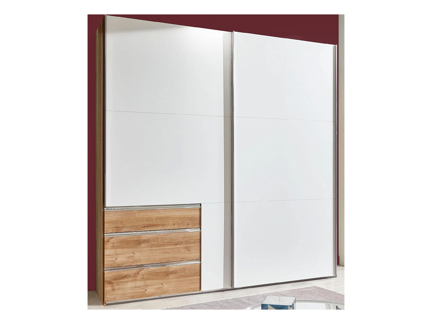 SCHWEBETÜRENSCHRANK Level Plankeneiche / weiß 200 / 65 / 216cm