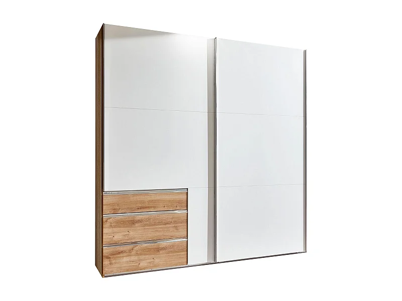 SCHWEBETÜRENSCHRANK Level Plankeneiche / weiß 200 / 65 / 216cm