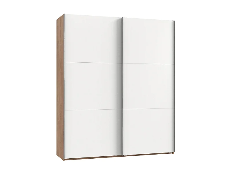 SCHWEBETÜRENSCHRANK Level weiß / Plankeneiche 200 / 65 / 236cm