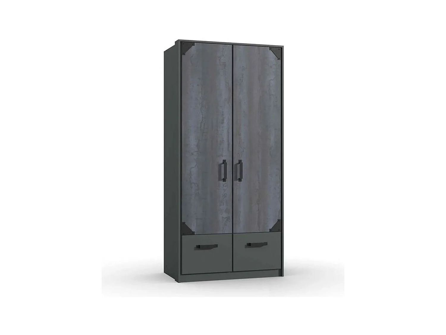 KLEIDERSCHRANK Nottingham graphit / Digitalprint Steel-Optik 90 / 58 / 198cm