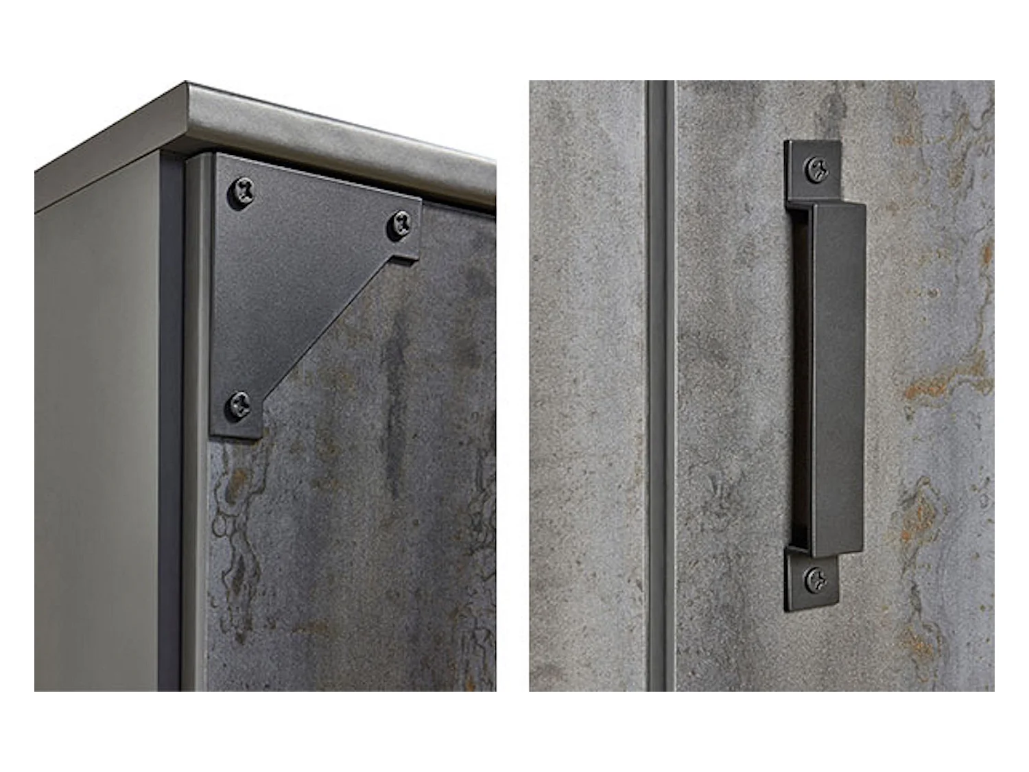 KLEIDERSCHRANK Nottingham graphit / Digitalprint Steel-Optik 90 / 58 / 198cm