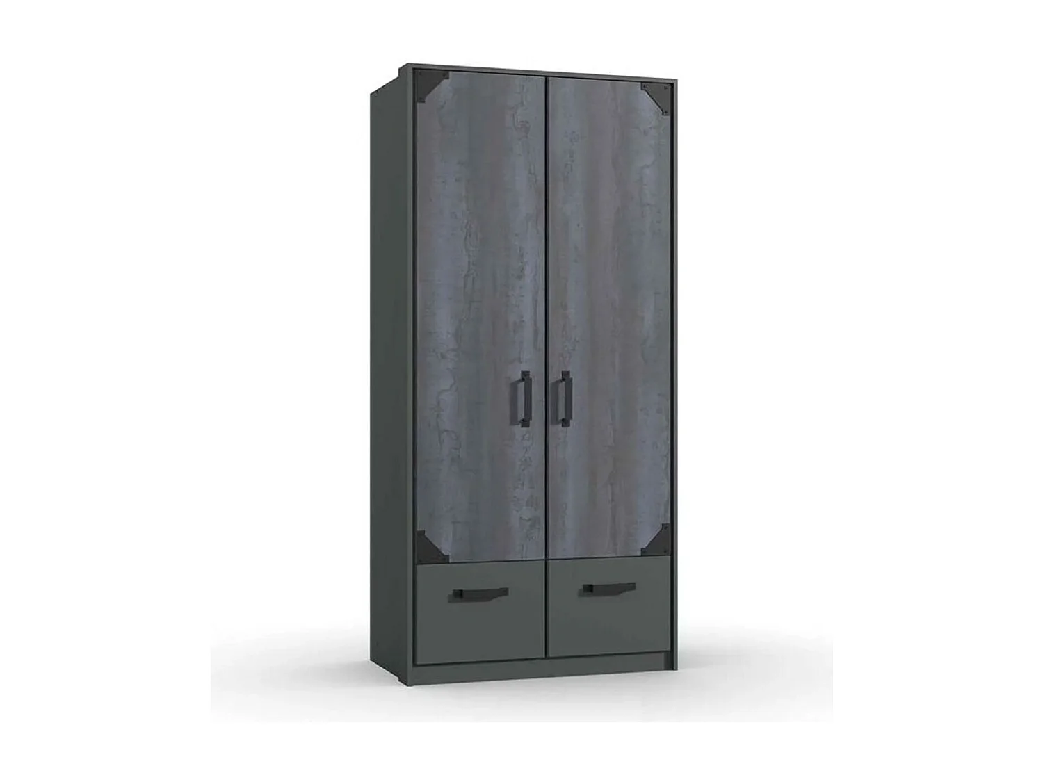 KLEIDERSCHRANK Nottingham graphit / Digitalprint Steel-Optik 90 / 58 / 198cm