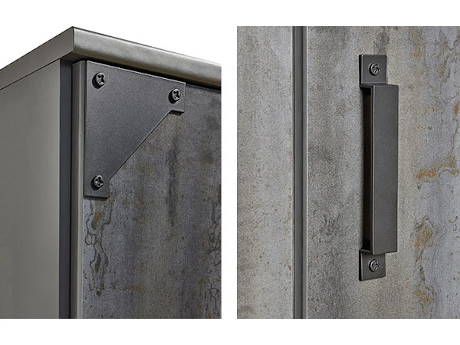 KLEIDERSCHRANK Nottingham graphit / Digitalprint Steel-Optik 90 / 58 / 198cm