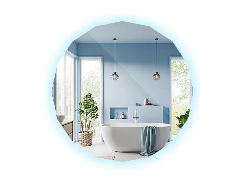 Miroir LED design sans cadre rond avec lumière froide parfaite pour salon ou entrée 100x100 Tulup