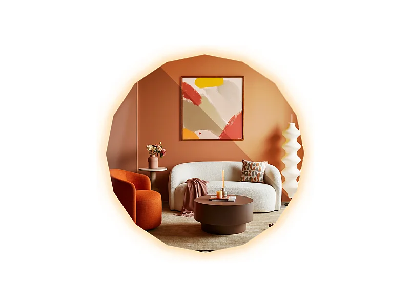 Miroir LED sans cadre mural forme ronde élégante avec éclairage doux et chaleureux parfait pour dressing 60x60 Tulup