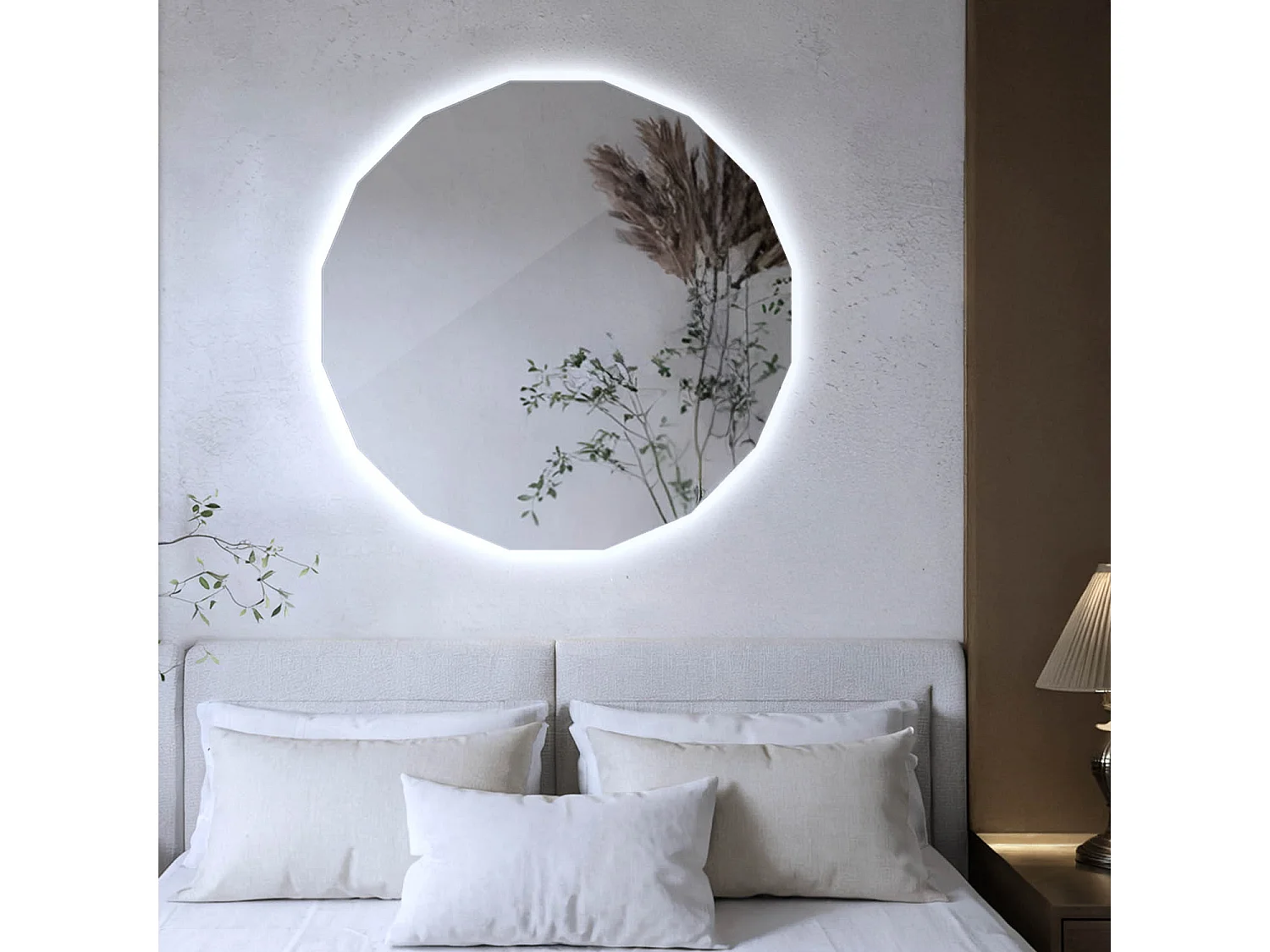 Runder LED Spiegel rahmenlos kaltes Licht ideal für Make-up und moderne Badezimmer 50x50 Tulup