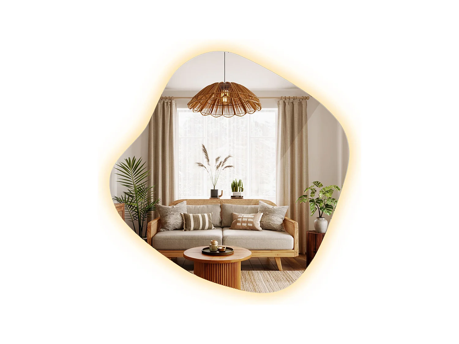 Miroir LED debout sans cadre lumière chaude idéale pour intérieurs modernes et minimalistes 67,6x67 Tulup