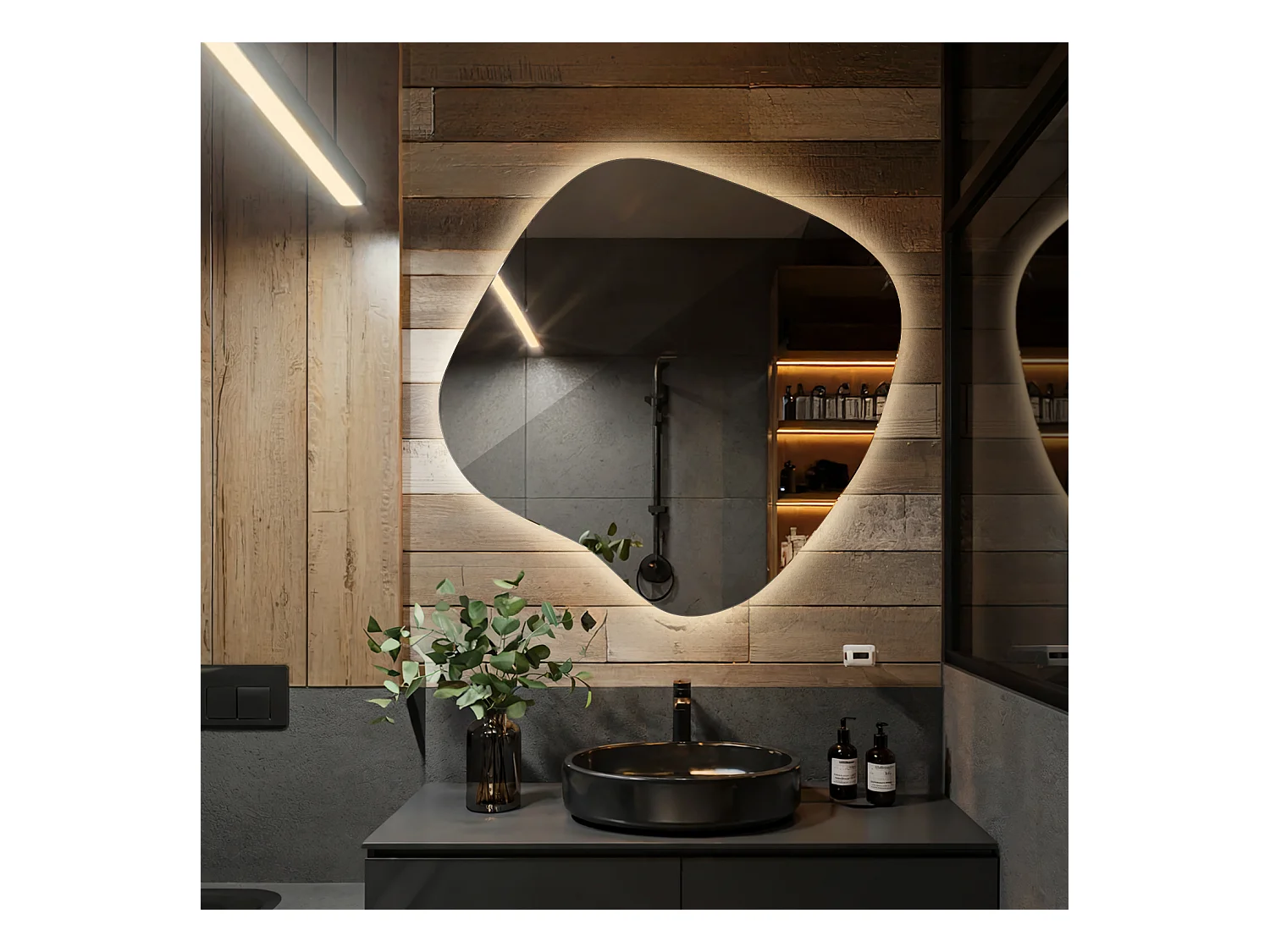 Miroir LED debout sans cadre lumière chaude idéale pour intérieurs modernes et minimalistes 67,6x67 Tulup