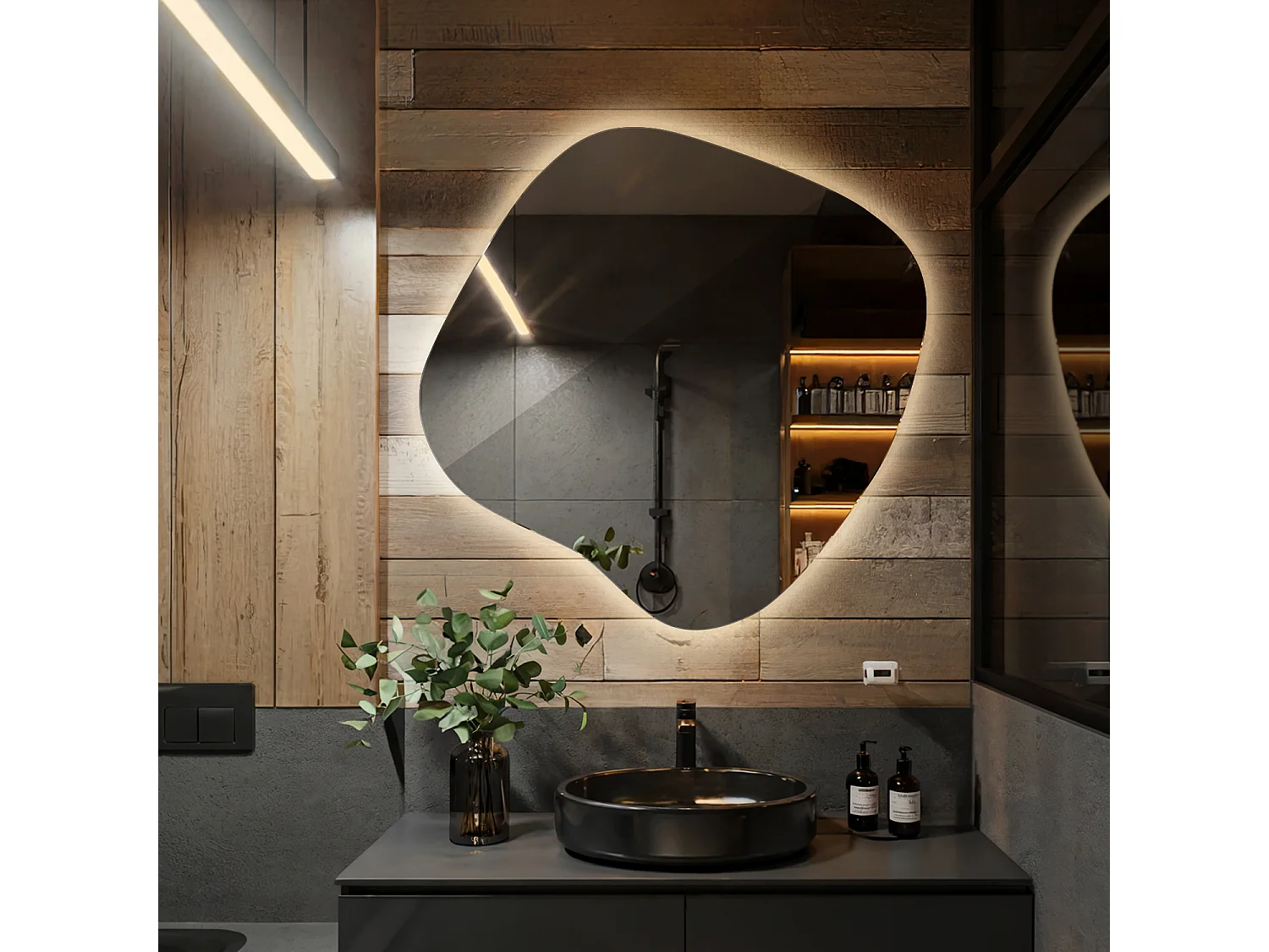 LED Standspiegel rahmenlos mit warmem Licht modernes Design für Schlafzimmer oder Bad 48,3x47,9 Tulup