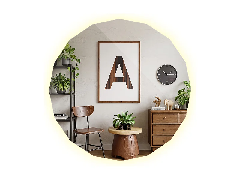 Miroir LED rond sans cadre lumière neutre naturelle parfaite pour décoration murale moderne 50x50 Tulup