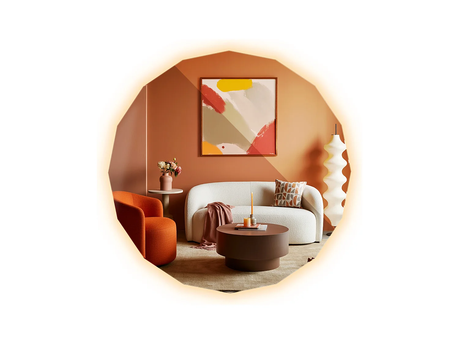 Miroir LED mural sans cadre rond élégant éclairage chaud pour chambre ou salon moderne 100x100 Tulup