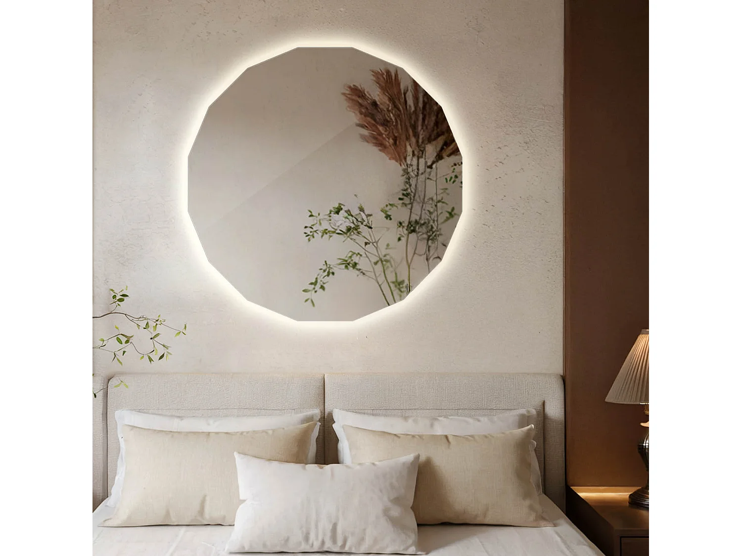 LED Spiegel rahmenlos rund stilvolles Design warmes Licht für Schlafzimmer oder Bad 100x100 Tulup