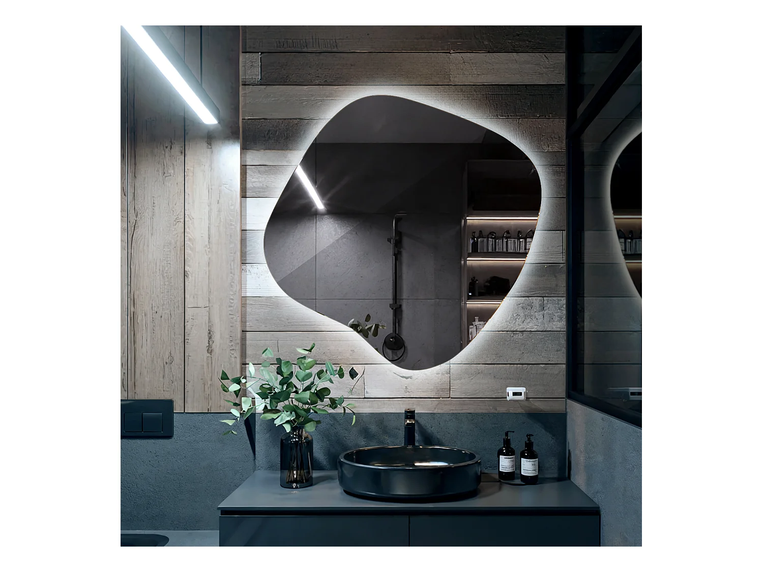 Miroir LED sans cadre sur pied lumière froide éclatante pour maquillage et salle de bain 48,3x47,9 Tulup