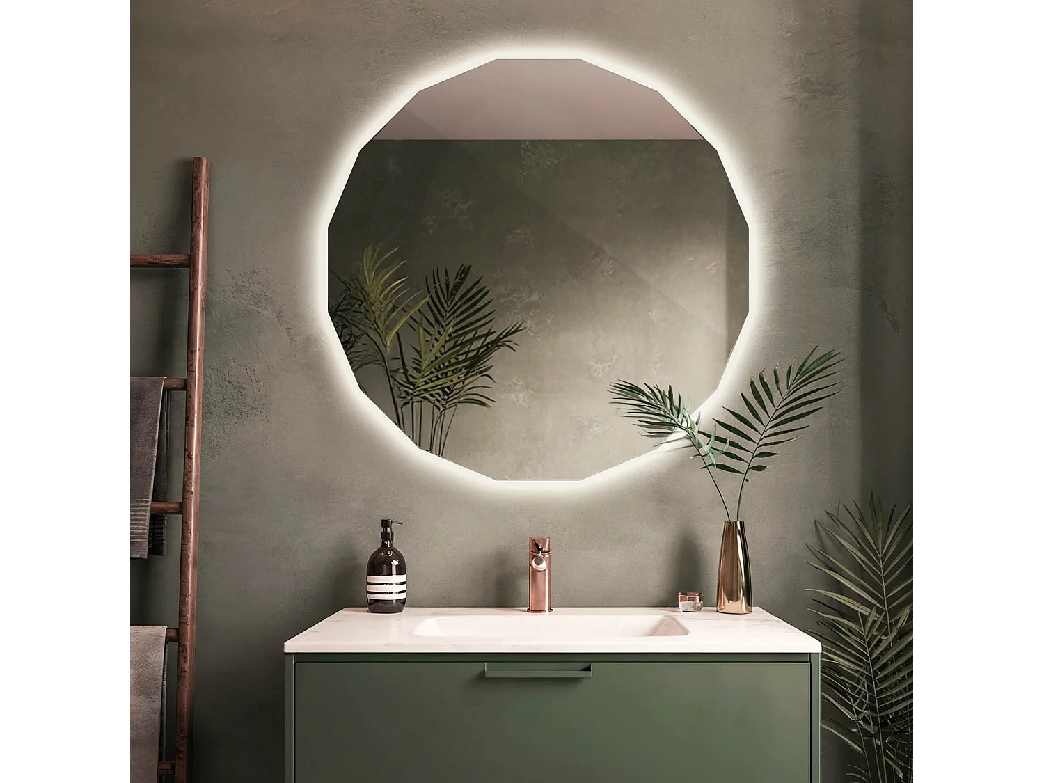 Runder LED Spiegel rahmenlos modernes Design warmes Licht ideal für Badezimmer oder Schlafzimmer 50x50 Tulup