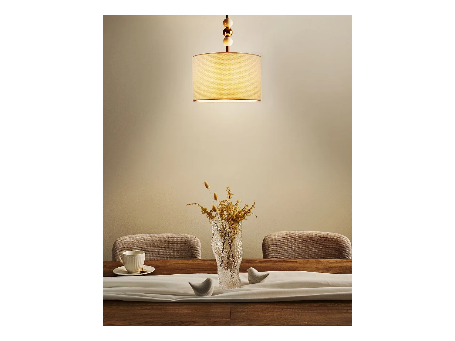 Lampe suspension LOKY Métal Laiton/beige