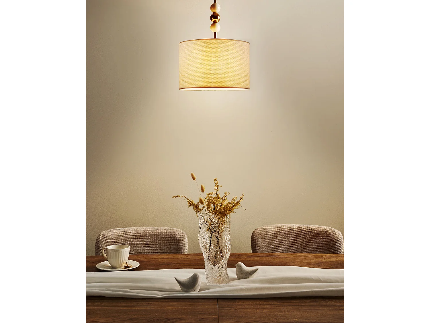 Lampe suspension LOKY Métal Laiton/beige
